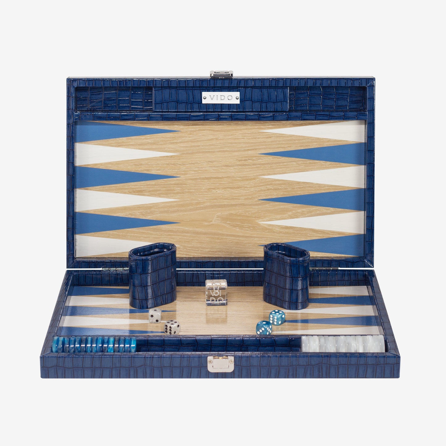 Backgammon Bois - Bleu Marine Crocodile