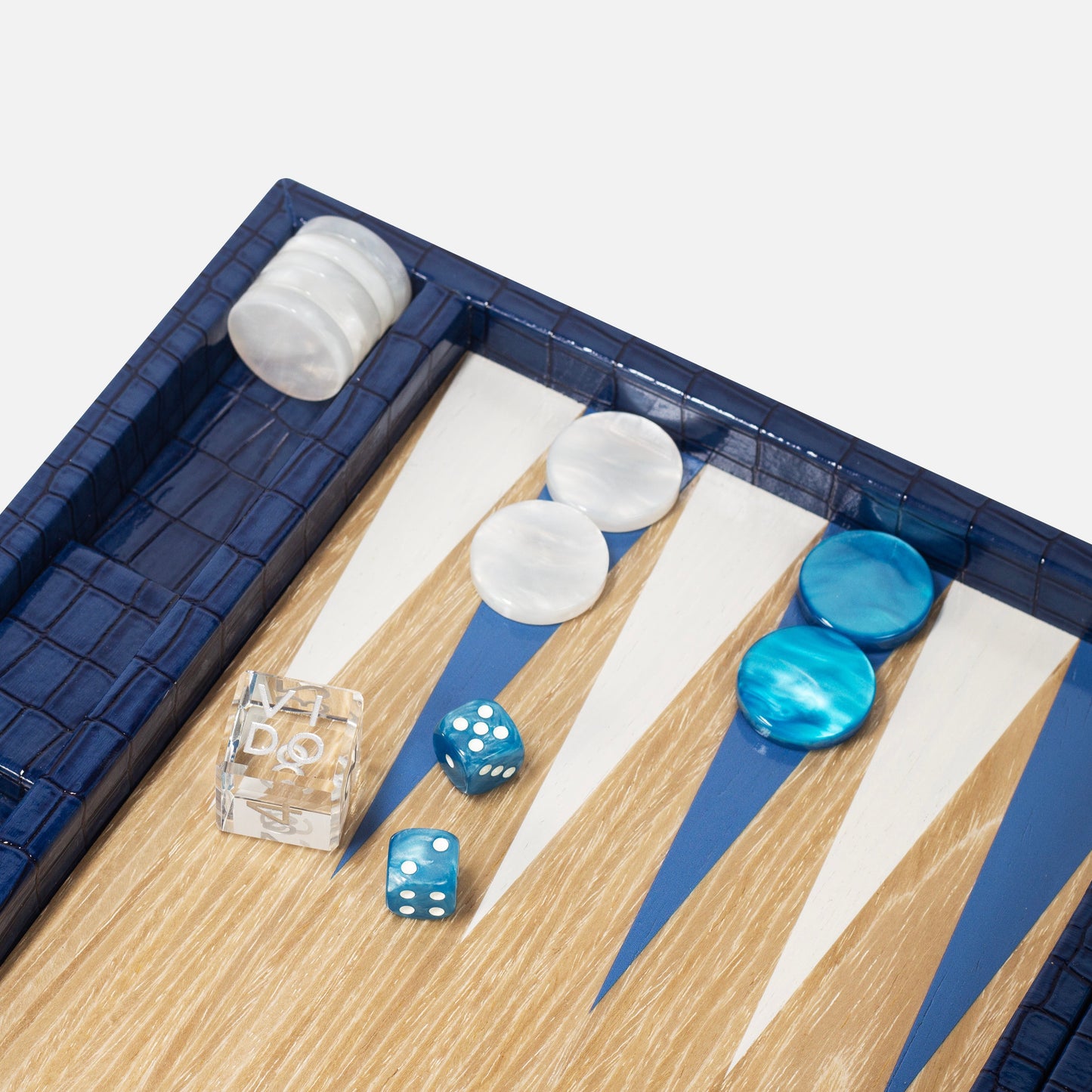 Backgammon Bois - Bleu Marine Crocodile