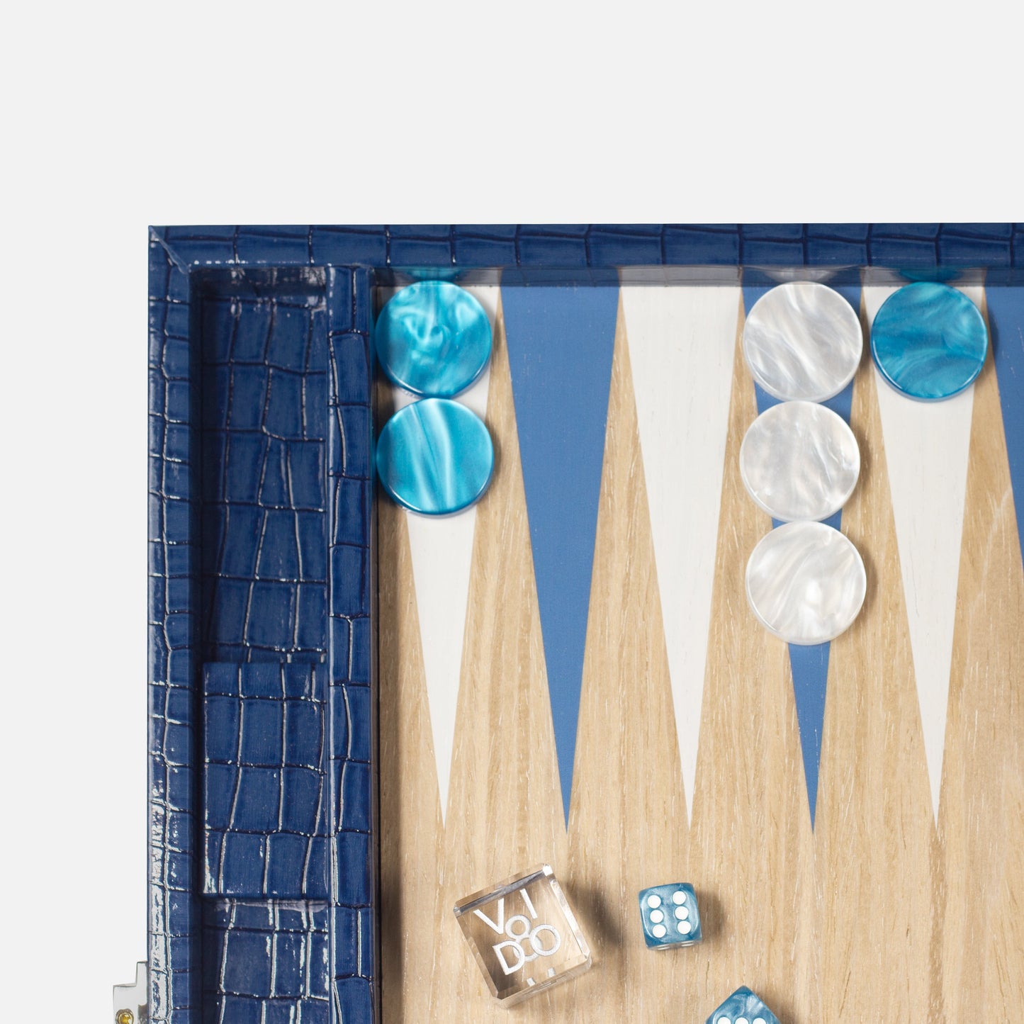 Backgammon Bois - Bleu Marine Crocodile