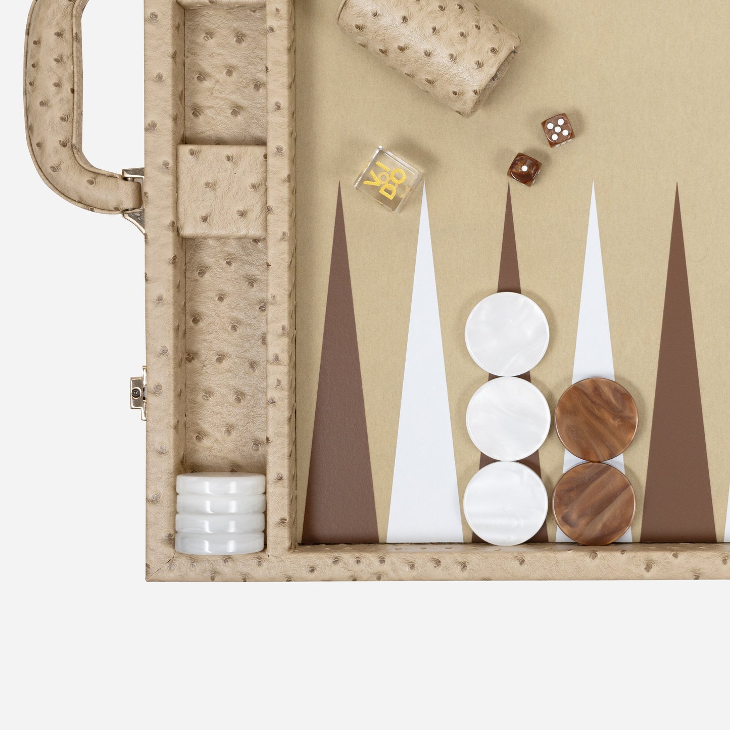 Backgammon Beige Autruche - Large