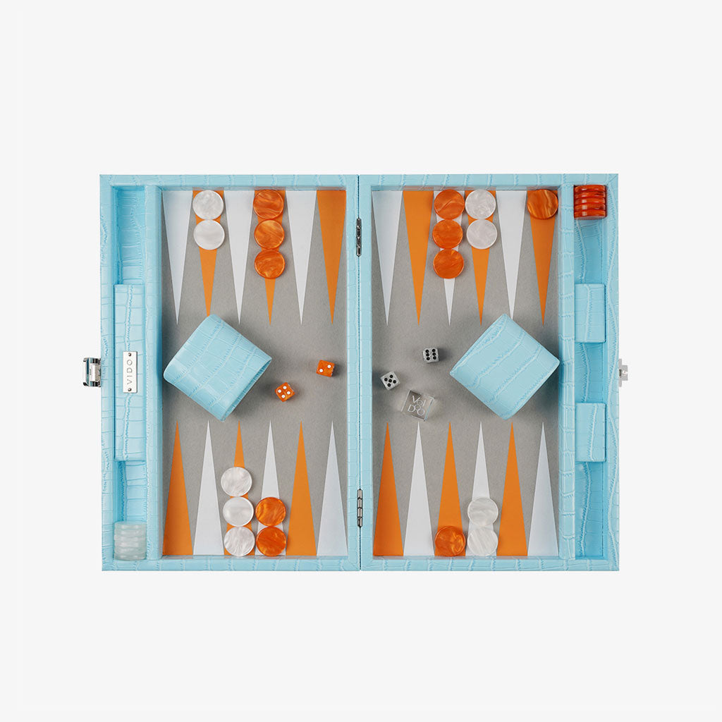 Backgammon Crocodile Aigue-Marine - Medium - VIDO France