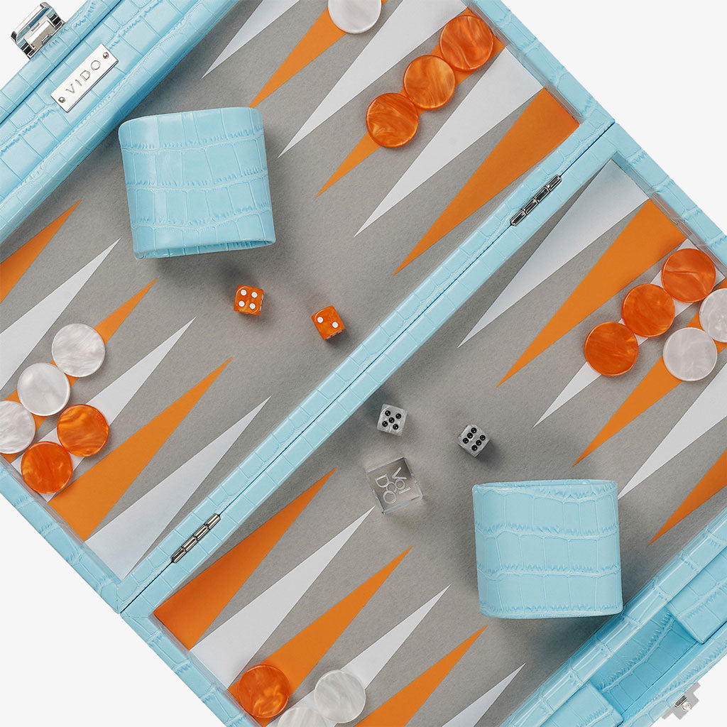 Backgammon Crocodile Aigue-Marine - Medium - VIDO France