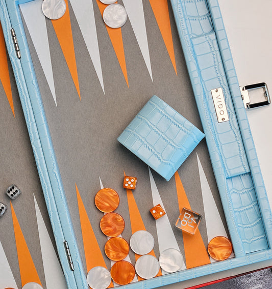 Backgammon Crocodile Aigue-Marine - Medium - VIDO France