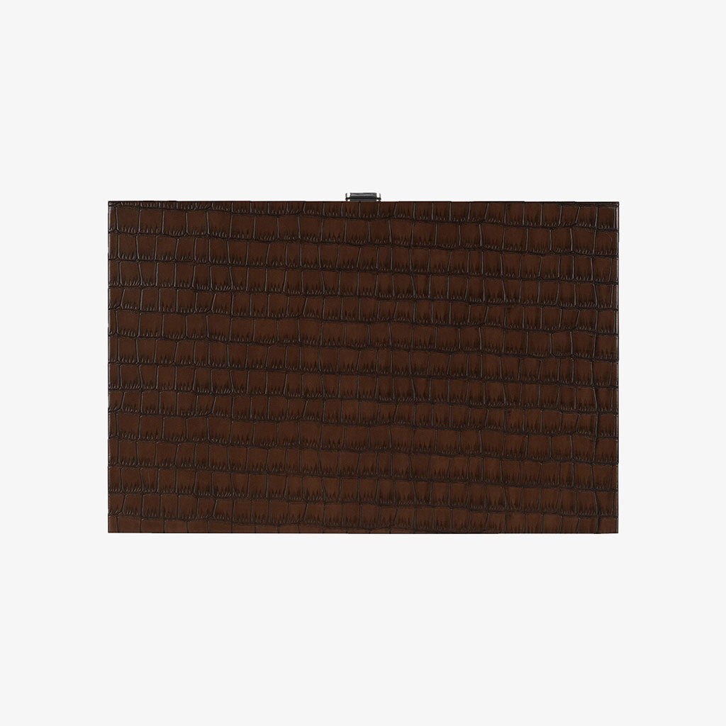 Backgammon Crocodile Marron Patiné - Medium - VIDO France