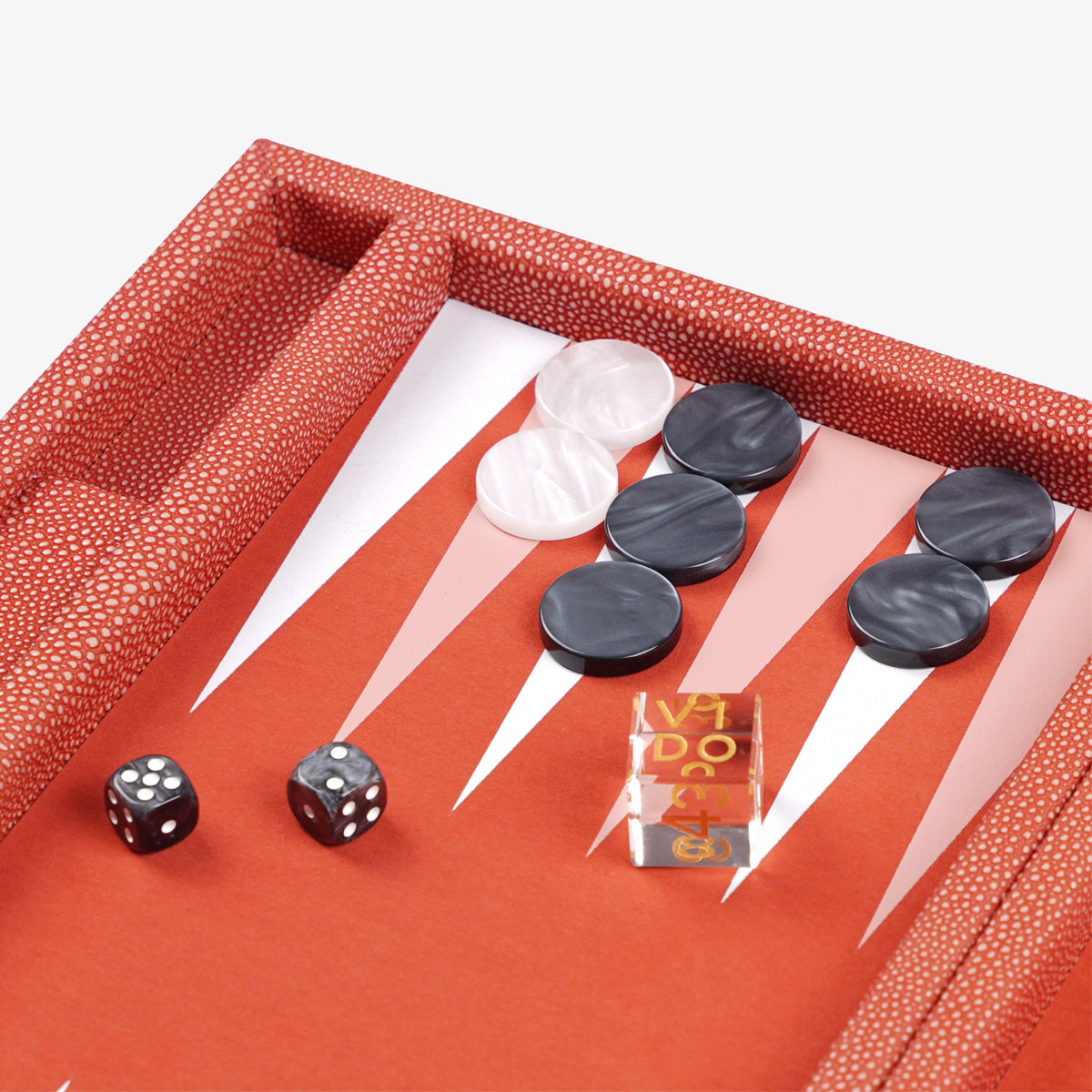 Backgammon Galuchat Corail - Medium - VIDO France