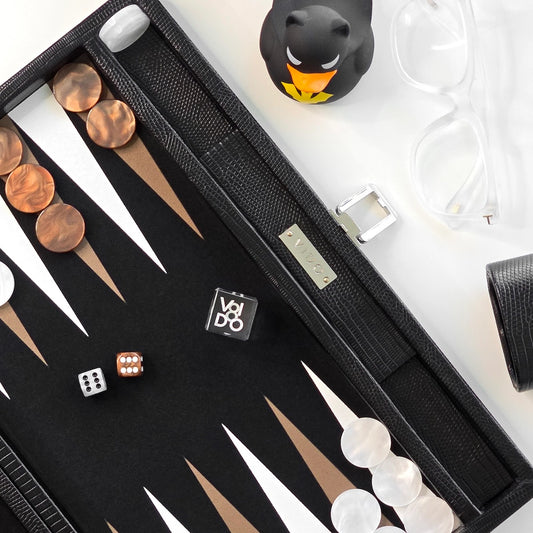 Backgammon Lézard Noir de Jais - Medium - VIDO France