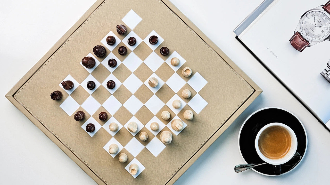 Coffret d'échecs magnétique de luxe Beige Sable par VIDO