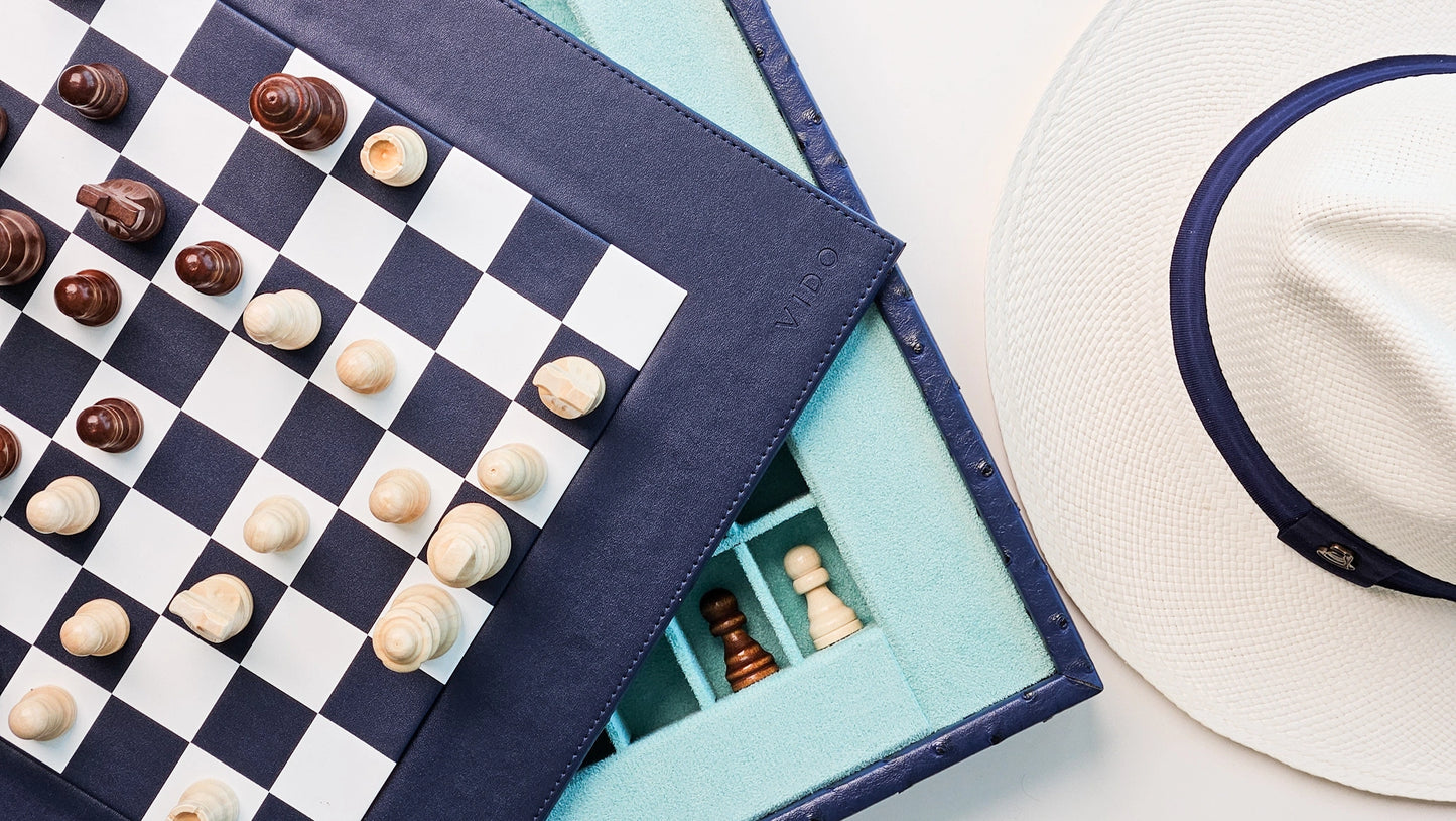 Jeu d'Échecs Autruche Bleu Marine