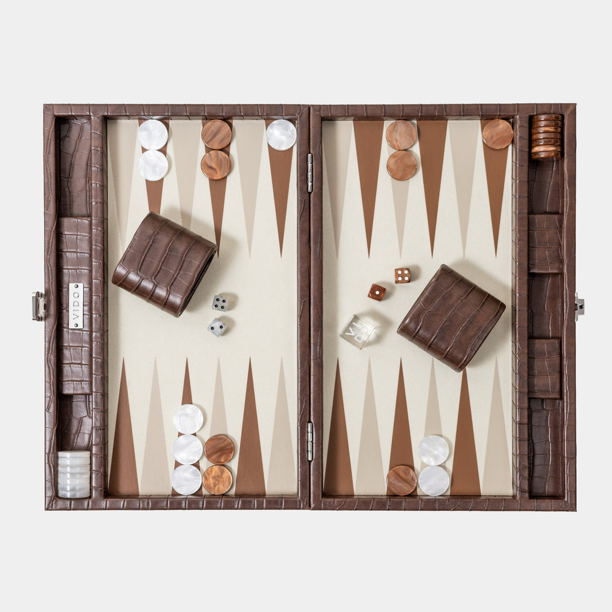 Backgammon Crocodile Marron Foncé - Medium