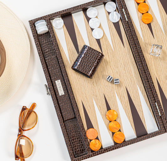 Backgammon Bois - Brun Foncé Alligator