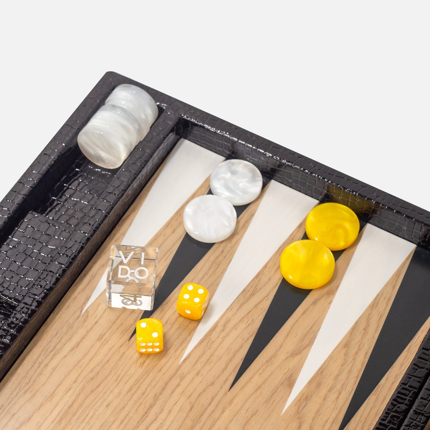 Holz-Backgammon - Schwarzer Alligator