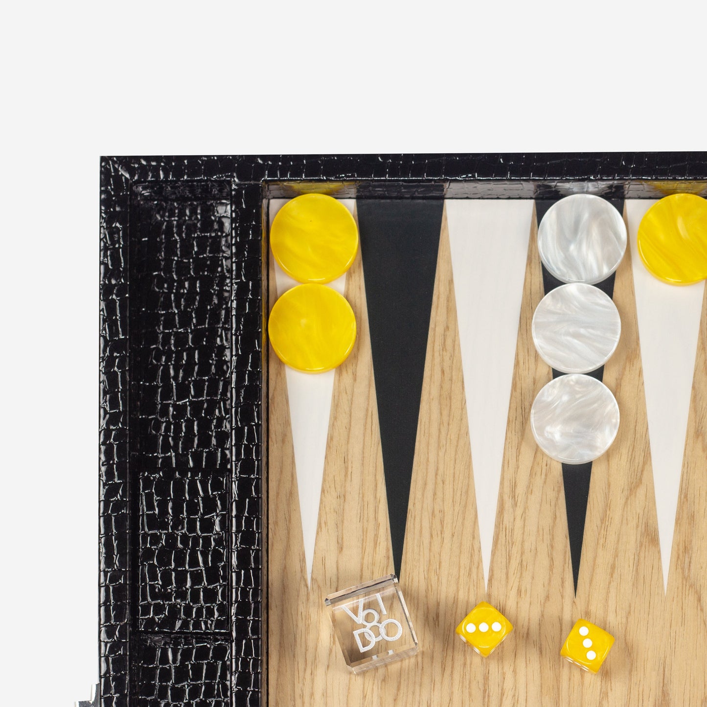 Holz-Backgammon - Schwarzer Alligator