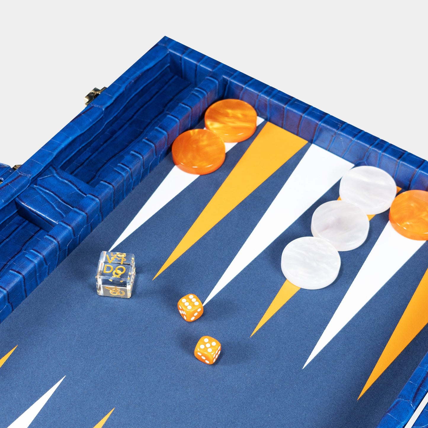 Backgammon Bleu Marine Alligator Large