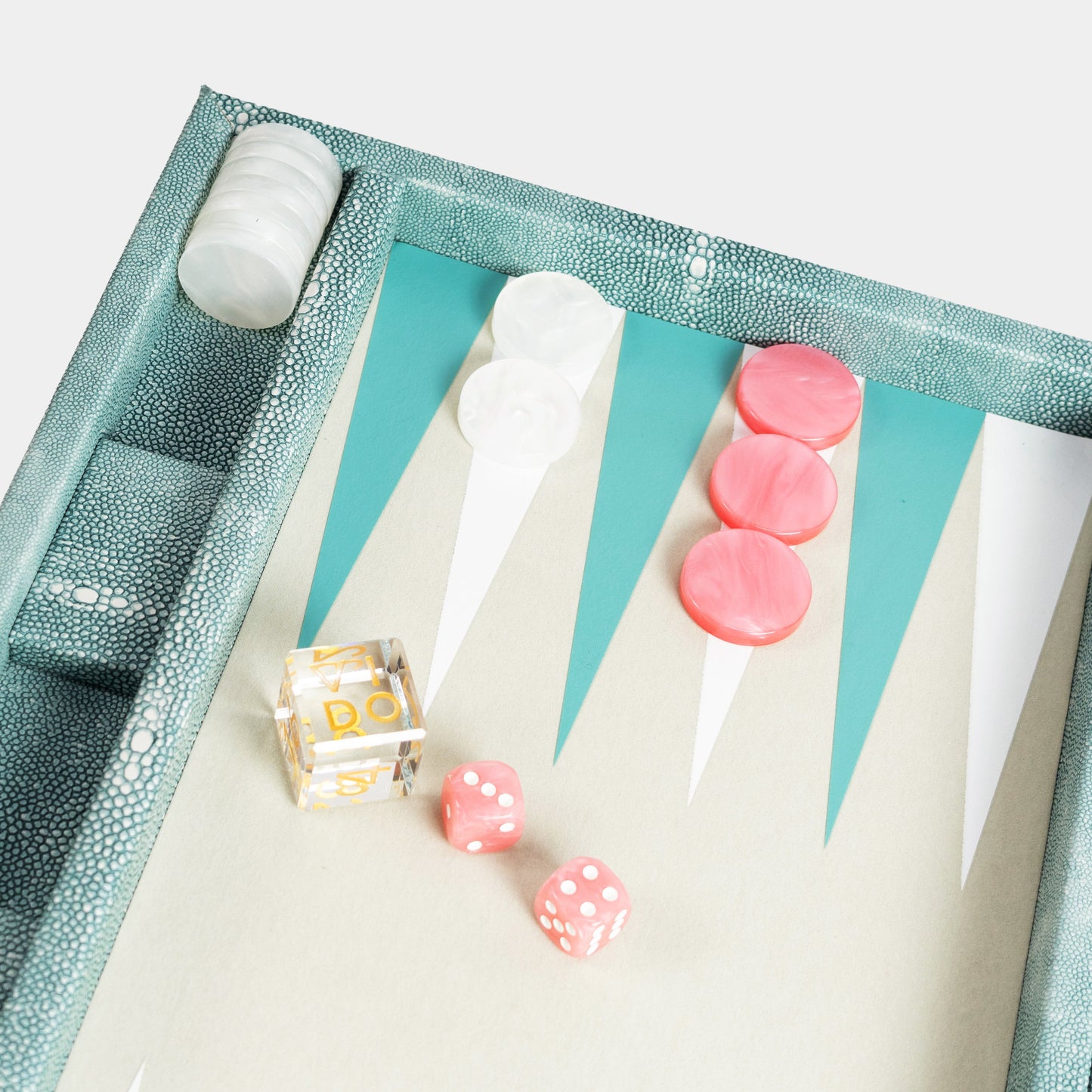 Backgammon Vert Océan Galuchat Medium