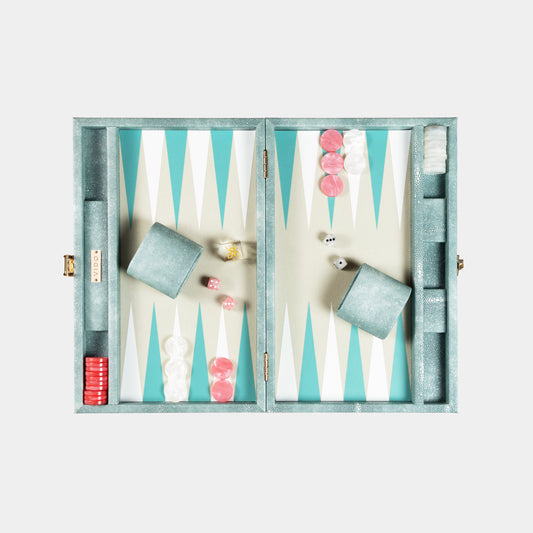 Backgammon Vert Océan Galuchat Medium