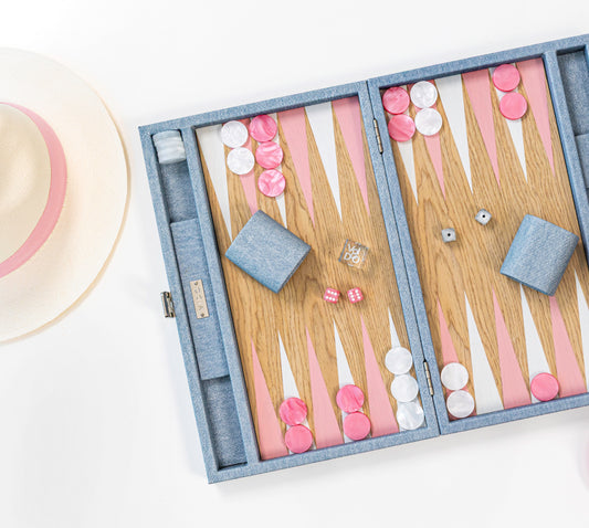 Backgammon Bois - Jean Bleu & Rose