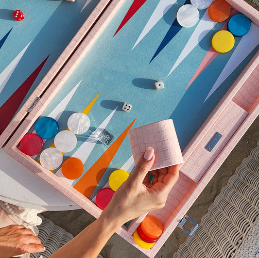 Backgammon Crocodile Rose - Large - VIDO France