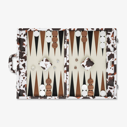 Grand Backgammon 51cm en cuir vegan vache avec pions de 44mm