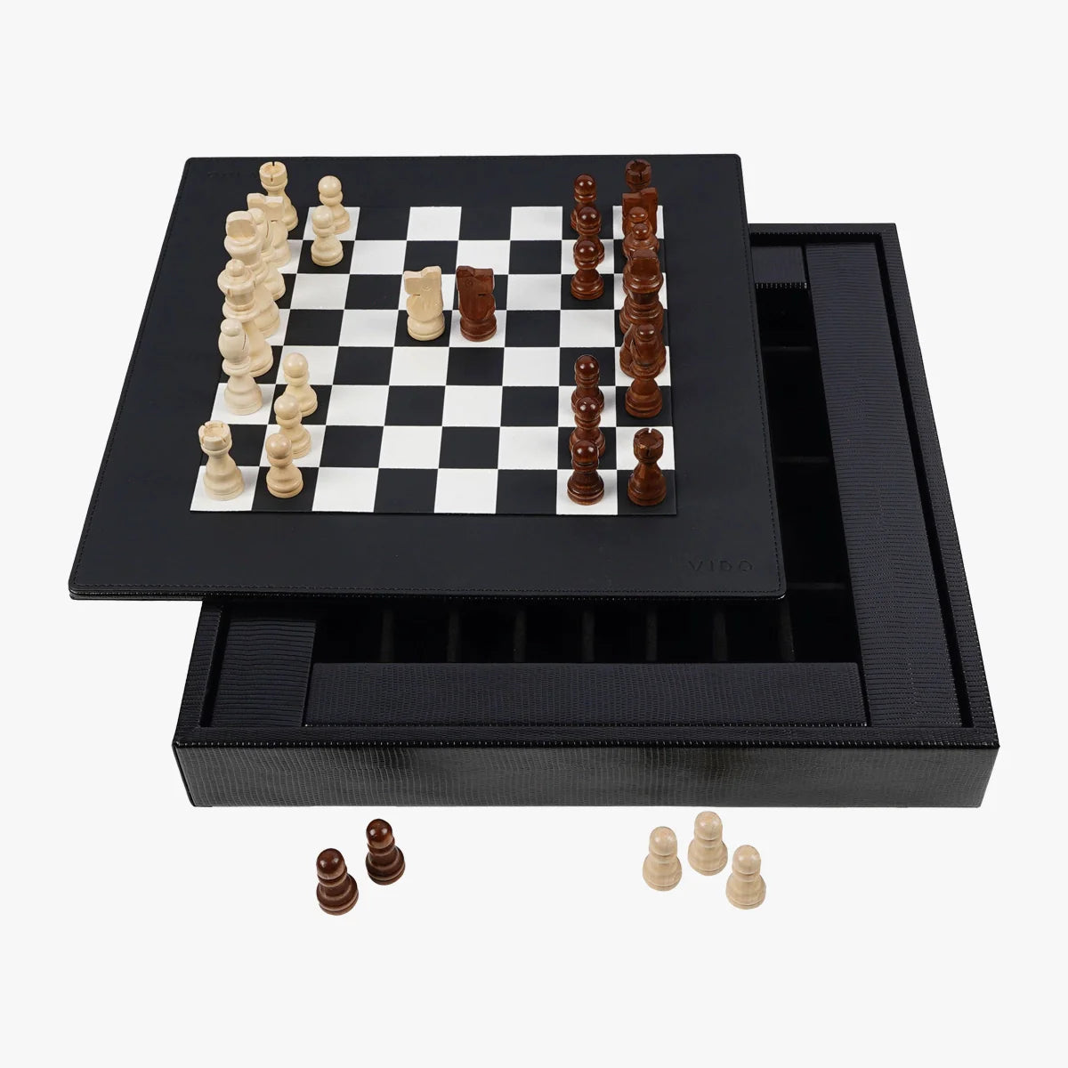 Jeu d'Échecs Lézard Noir de Jais - VIDO France