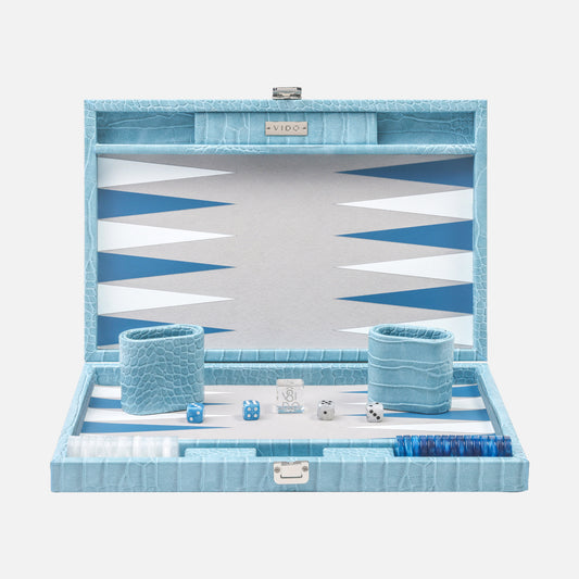 Backgammon Alligator Bleu - Medium