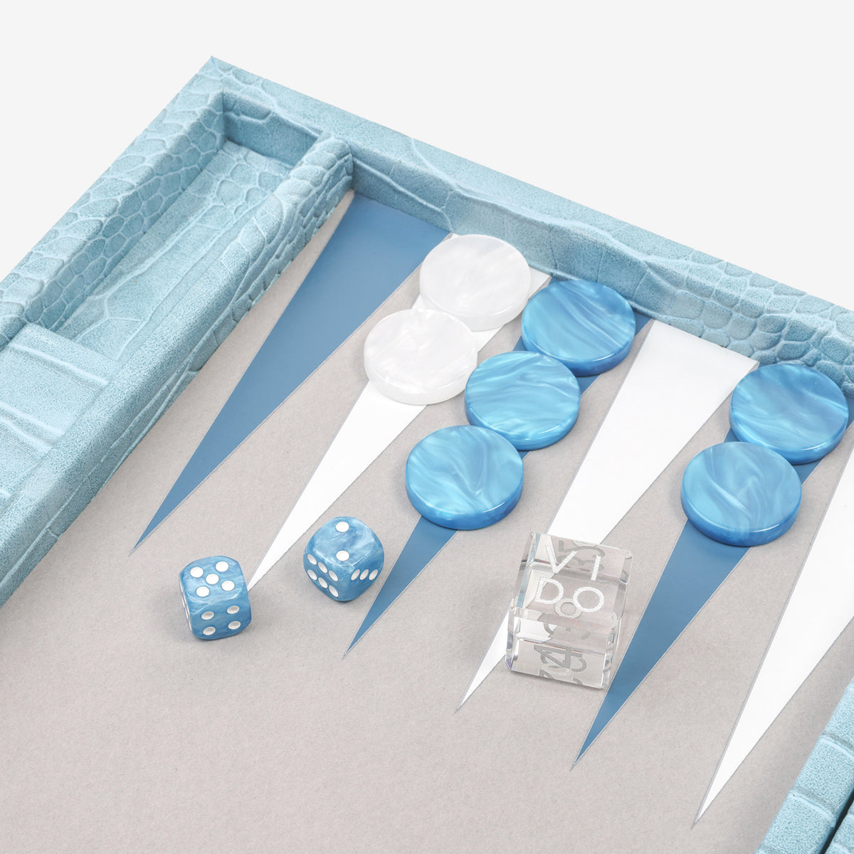 Backgammon Alligator Bleu - Medium