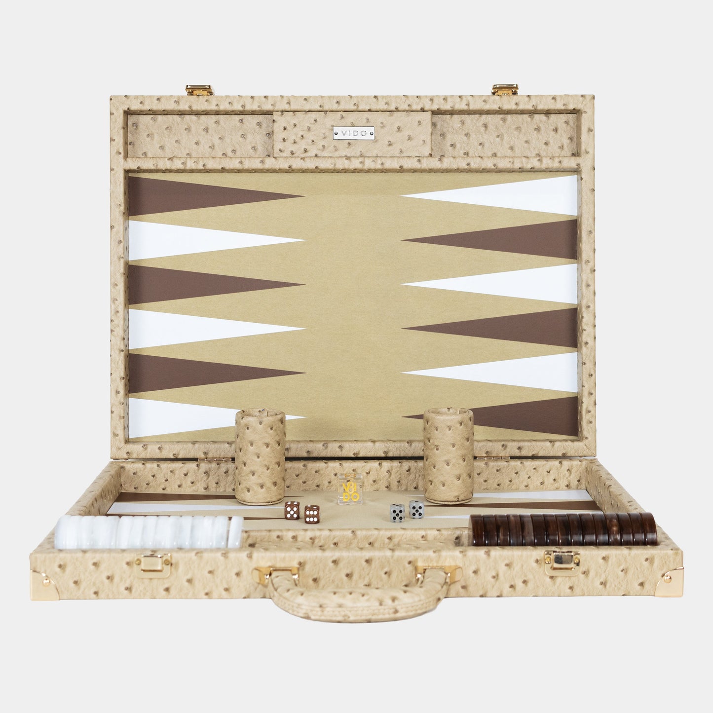 Backgammon Beige Autruche - Large