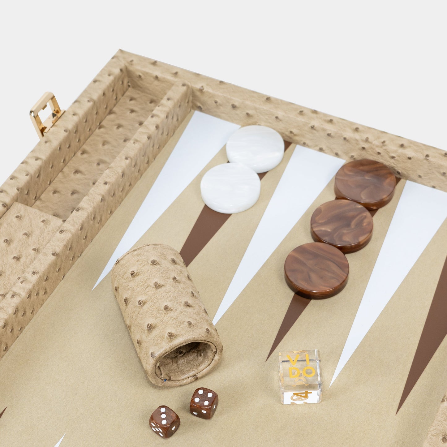 Backgammon Beige Autruche - Large