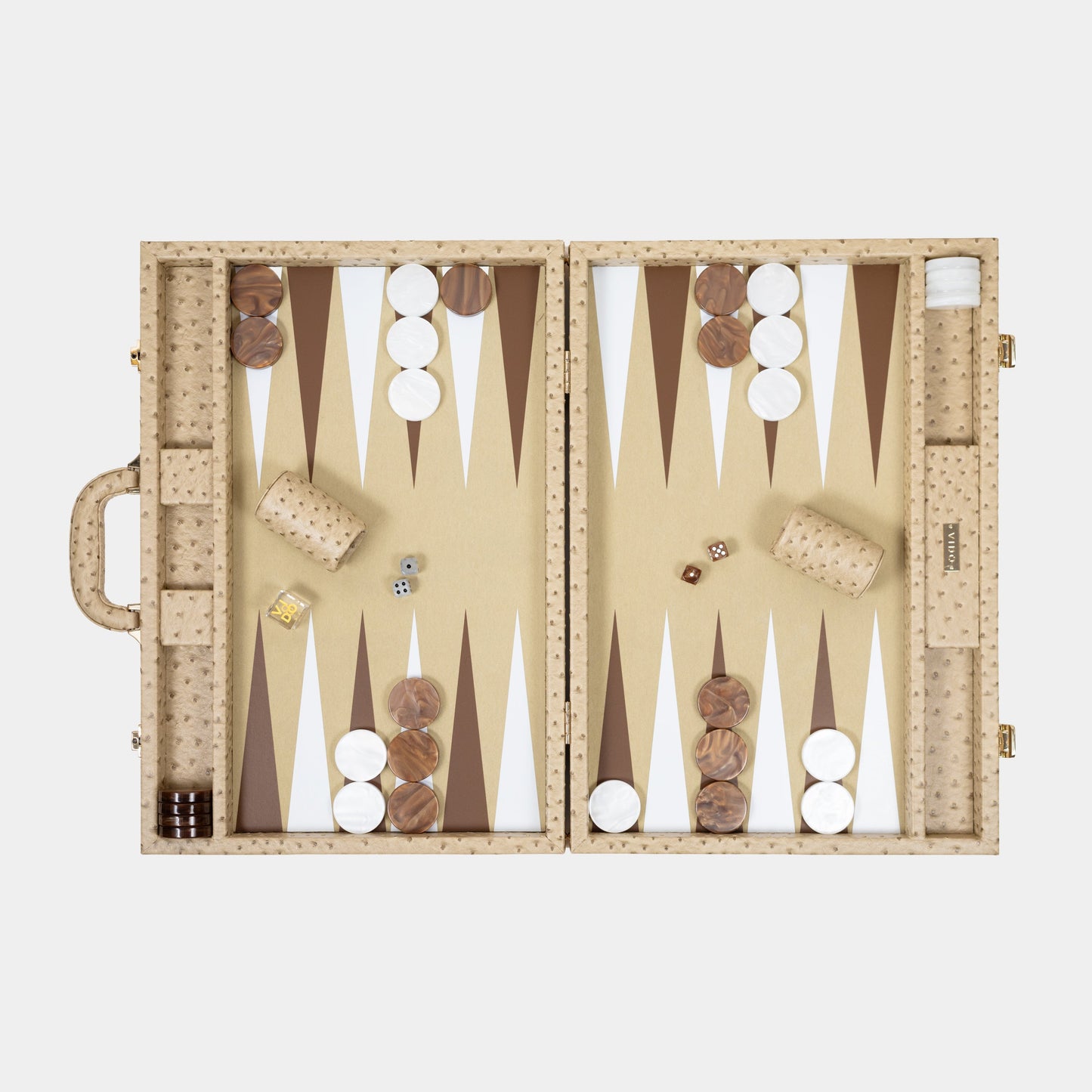 Backgammon Beige Autruche - Large