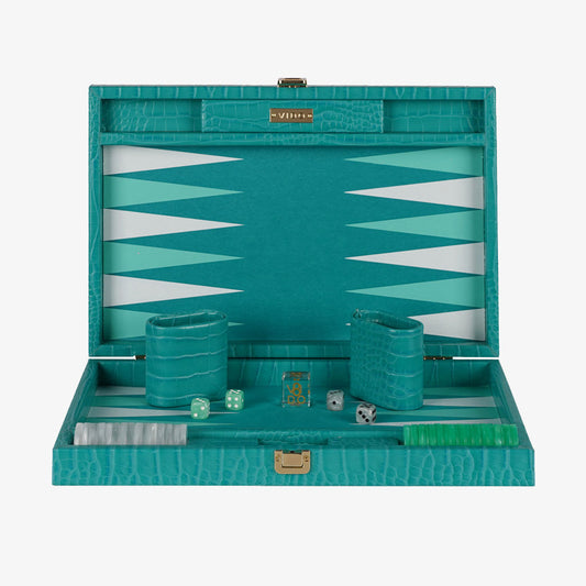 Backgammon Alligator Vert Sarcelle - Medium - VIDO France