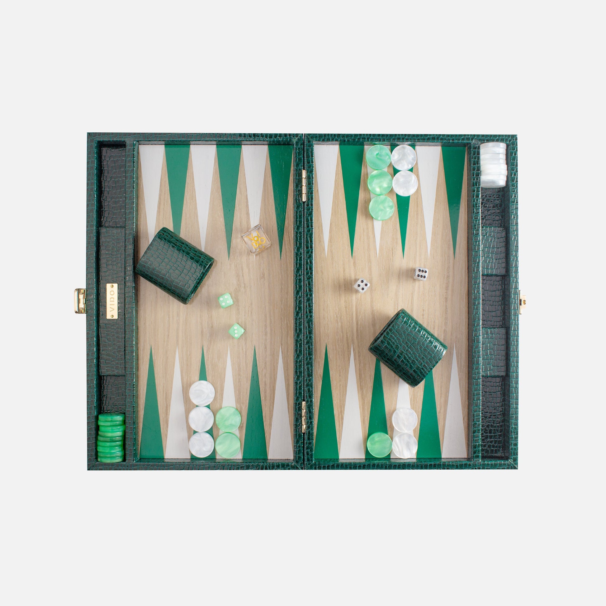 Backgammon Bois - Vert Anglais Alligator - VIDO France