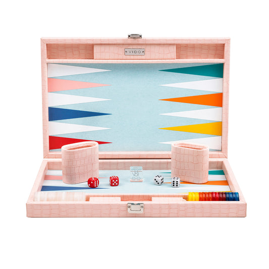 Backgammon Crocodile Rose - Medium - VIDO France