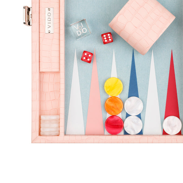 Backgammon Crocodile Rose - Medium - VIDO France
