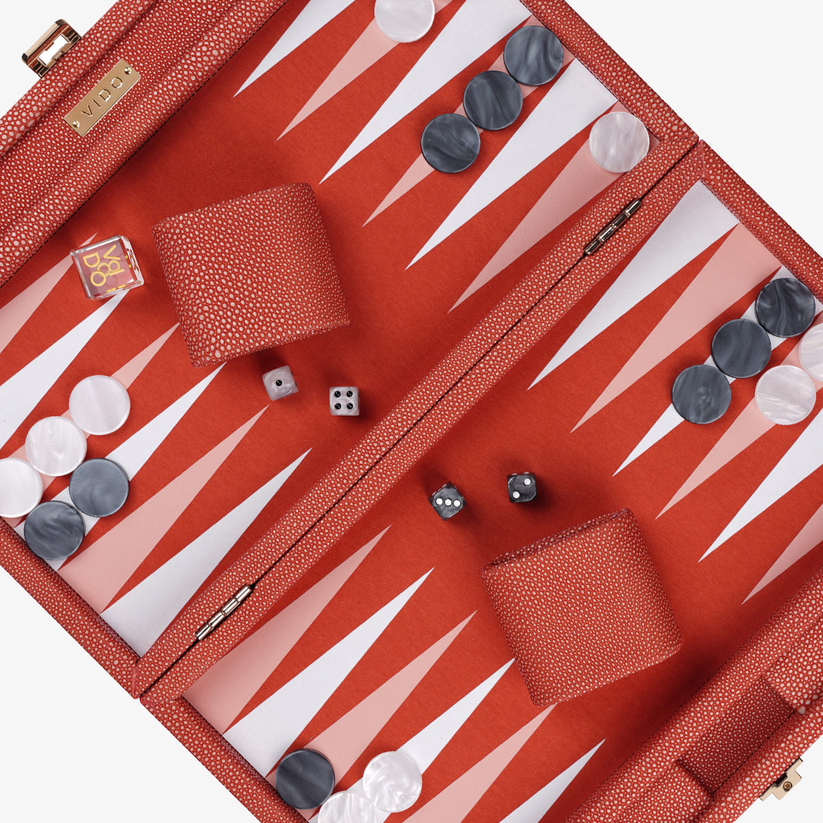 Backgammon Galuchat Corail - Medium - VIDO France