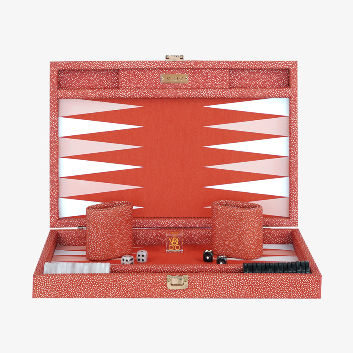 Backgammon Galuchat Corail - Medium - VIDO France