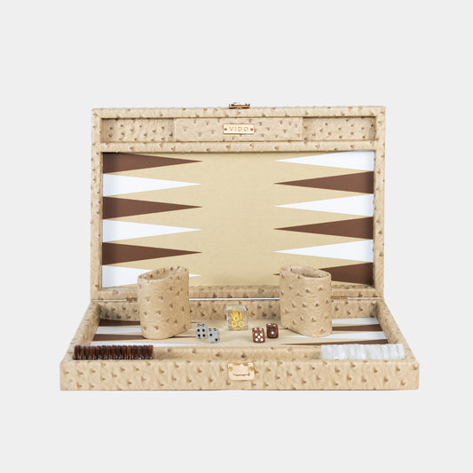 Backgammon Beige Autruche - Medium