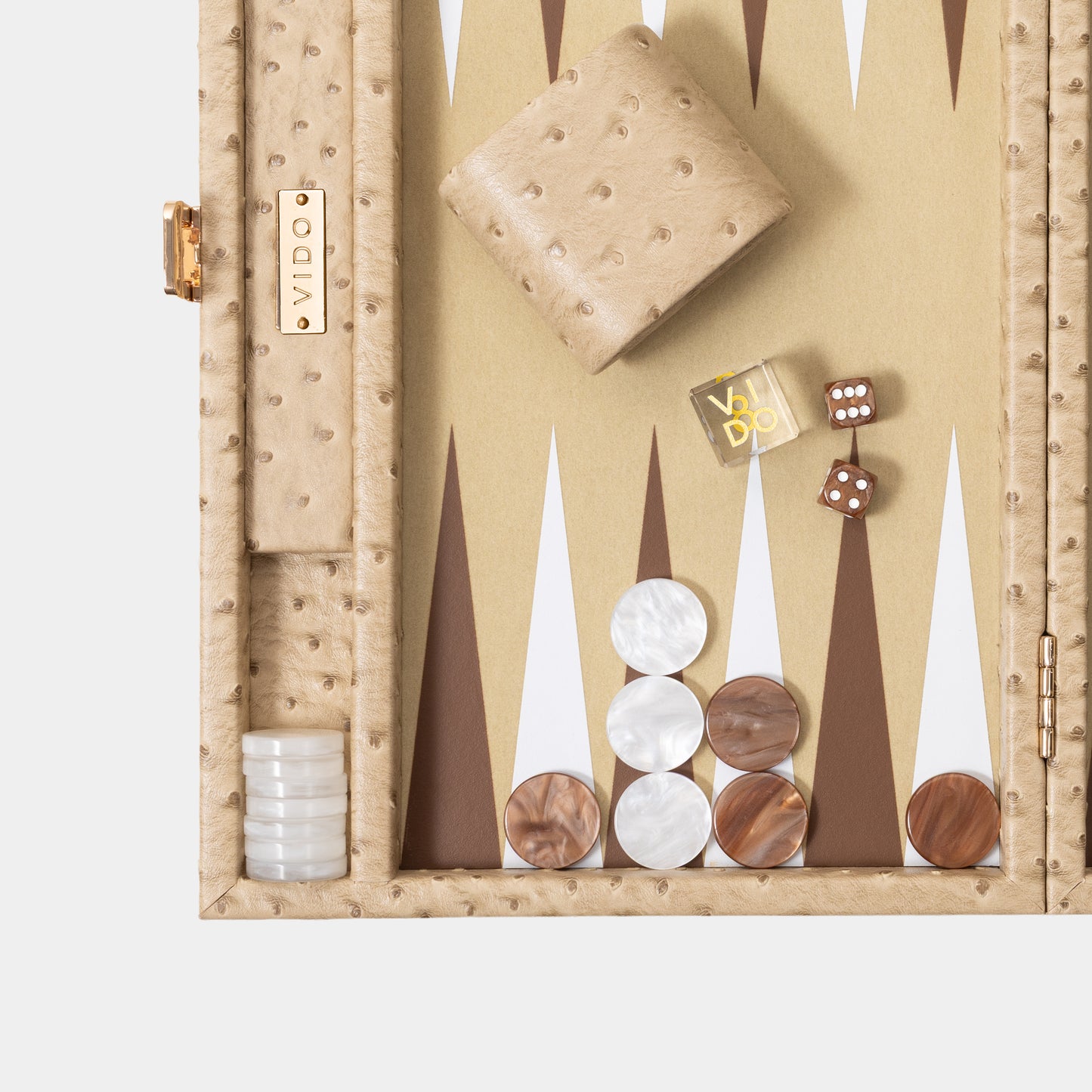 Backgammon Beige Autruche - Medium