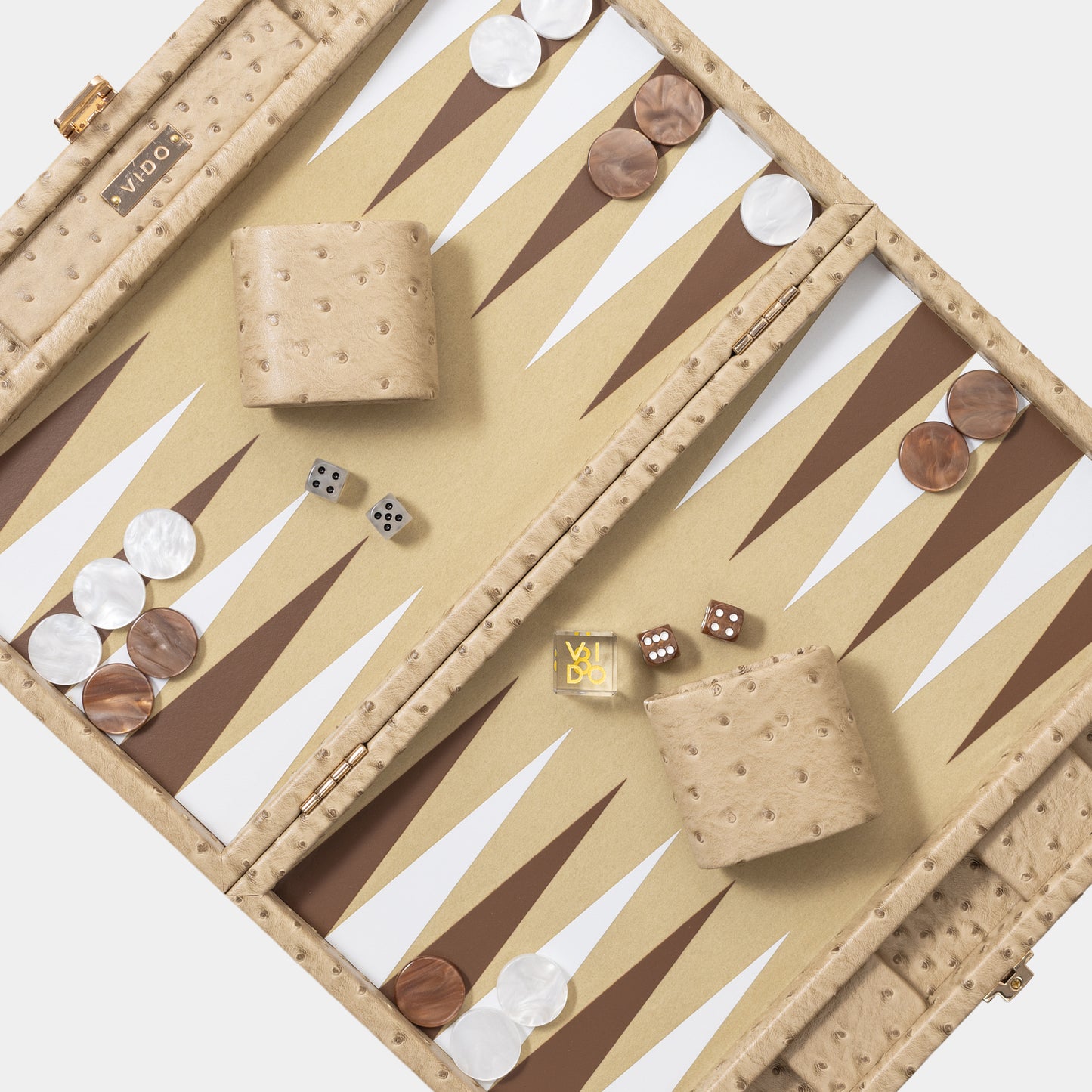 Backgammon Beige Autruche - Medium