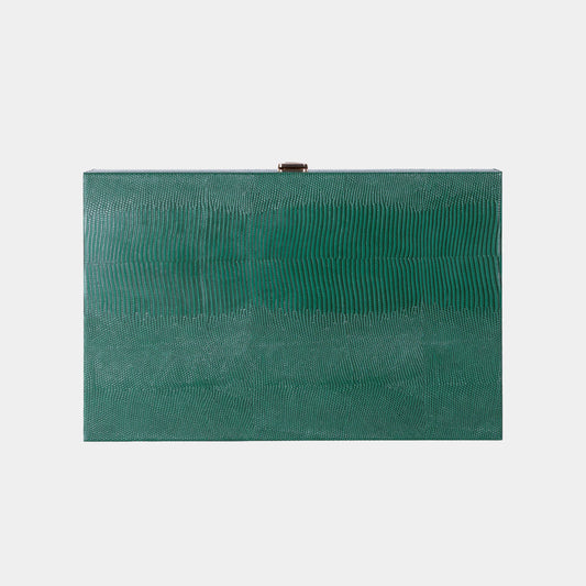 Green lizard skin textured backgammon on a light gray background by VIDO