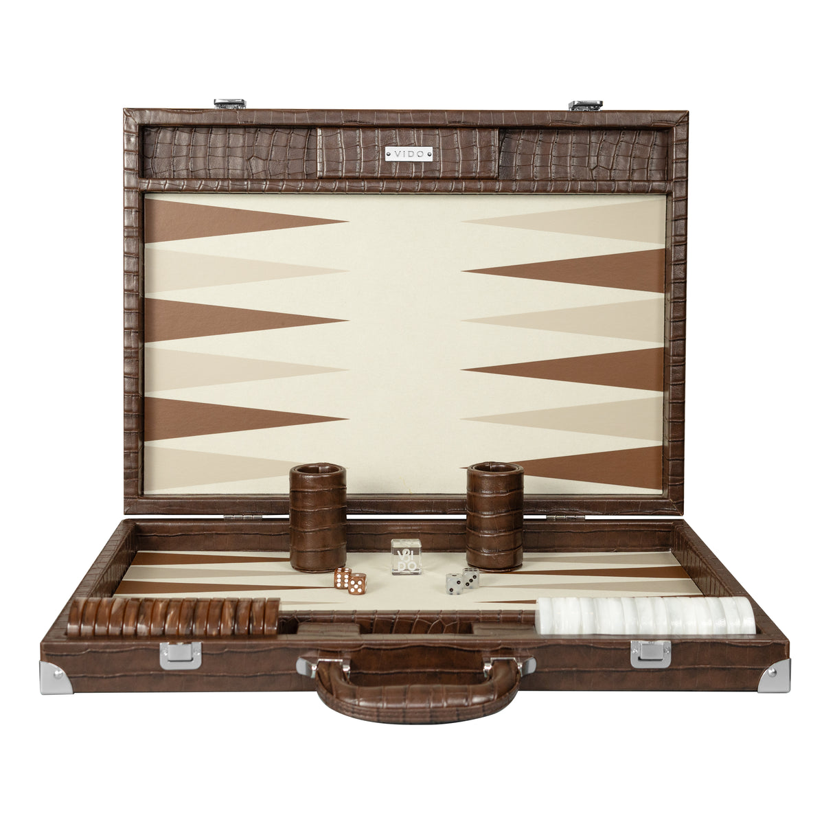 Backgammon Crocodile Marron Foncé - Large