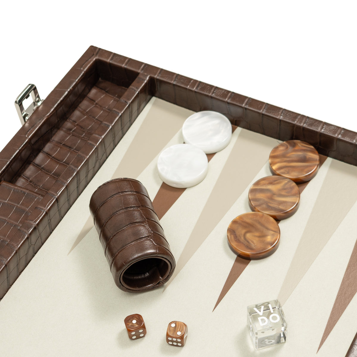 Backgammon Crocodile Marron Foncé - Large