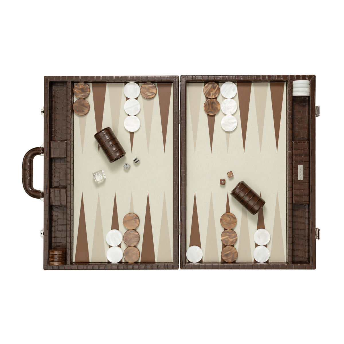 Backgammon Crocodile Marron Foncé - Large