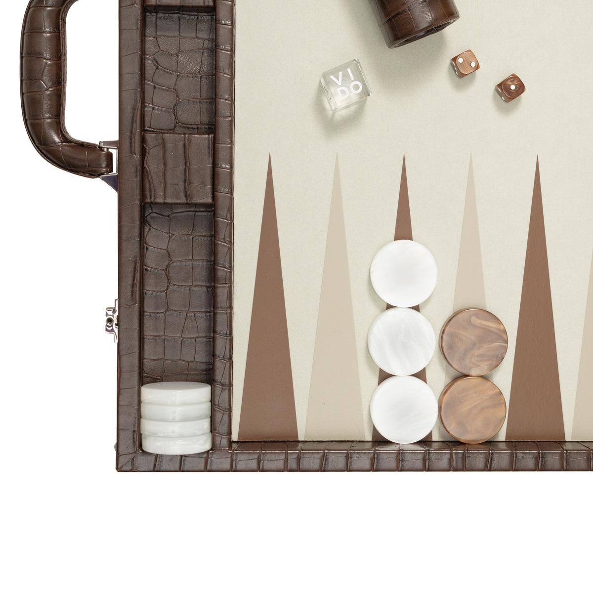 Backgammon Crocodile Marron Foncé - Large