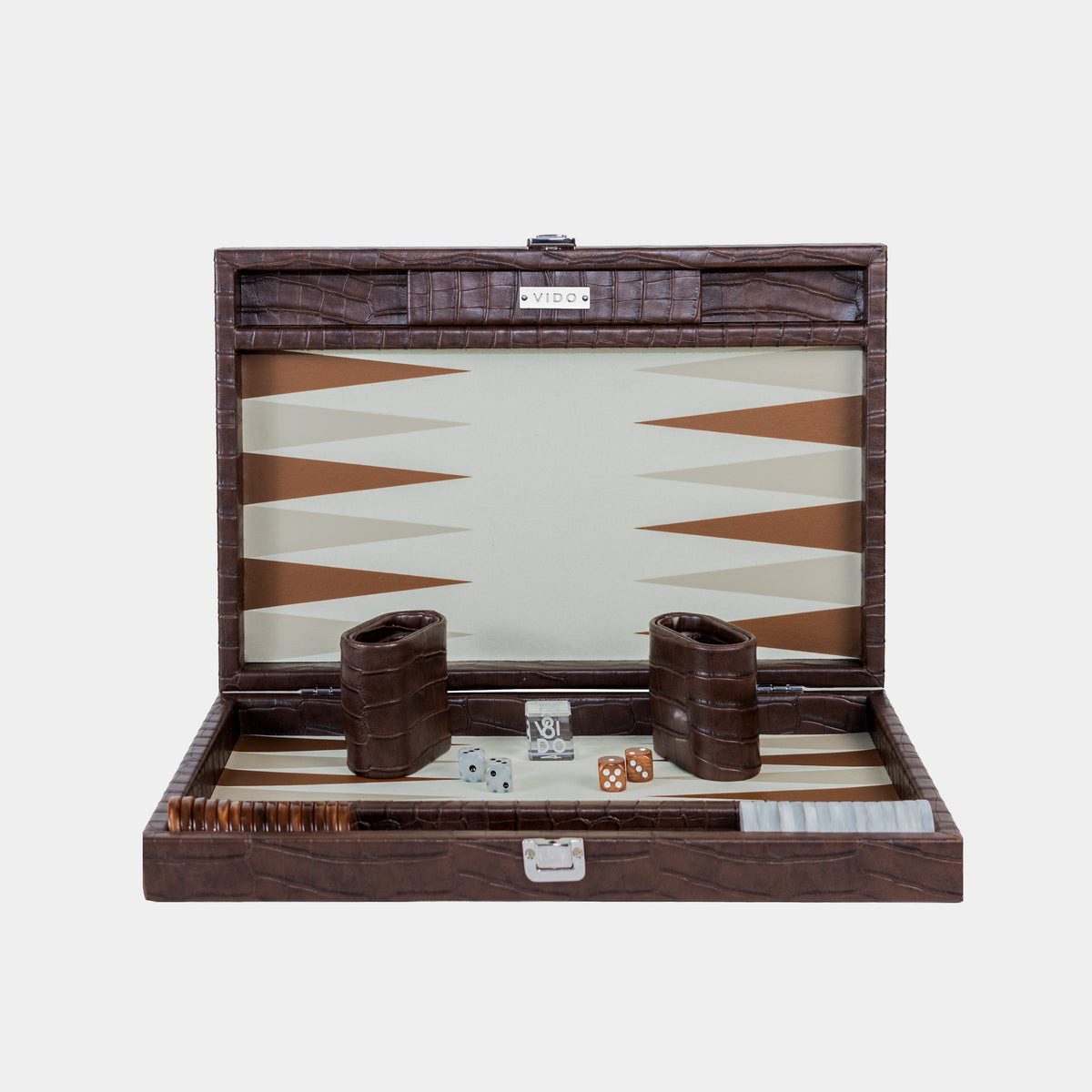 Backgammon Crocodile Marron Foncé - Medium