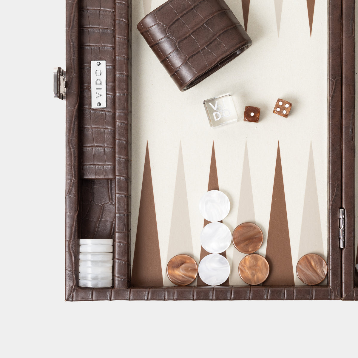 Backgammon Crocodile Marron Foncé - Medium