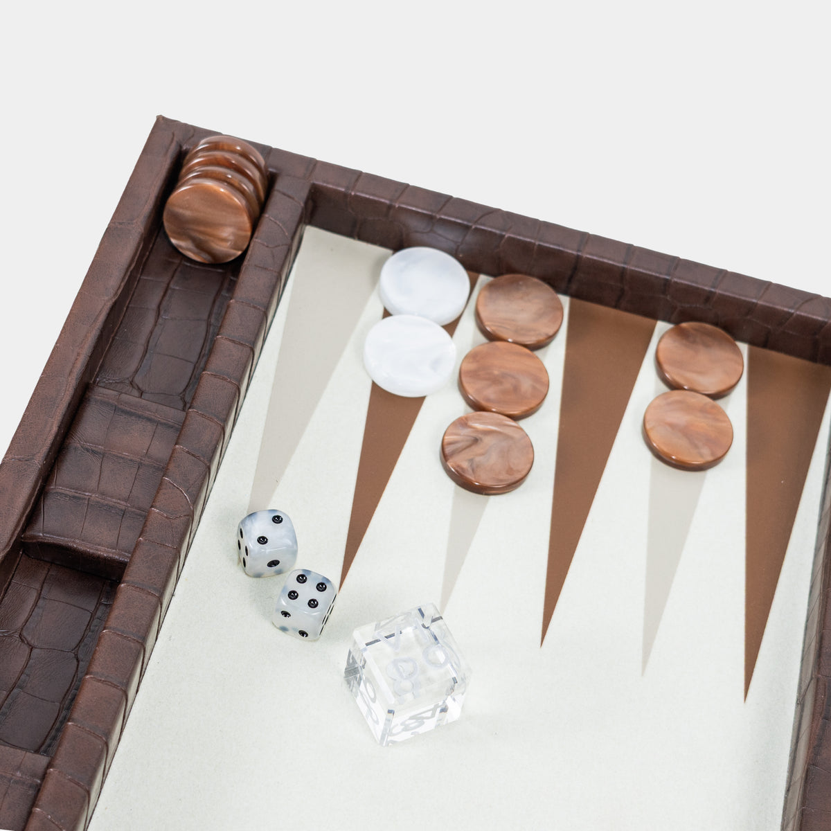 Backgammon Crocodile Marron Foncé - Medium