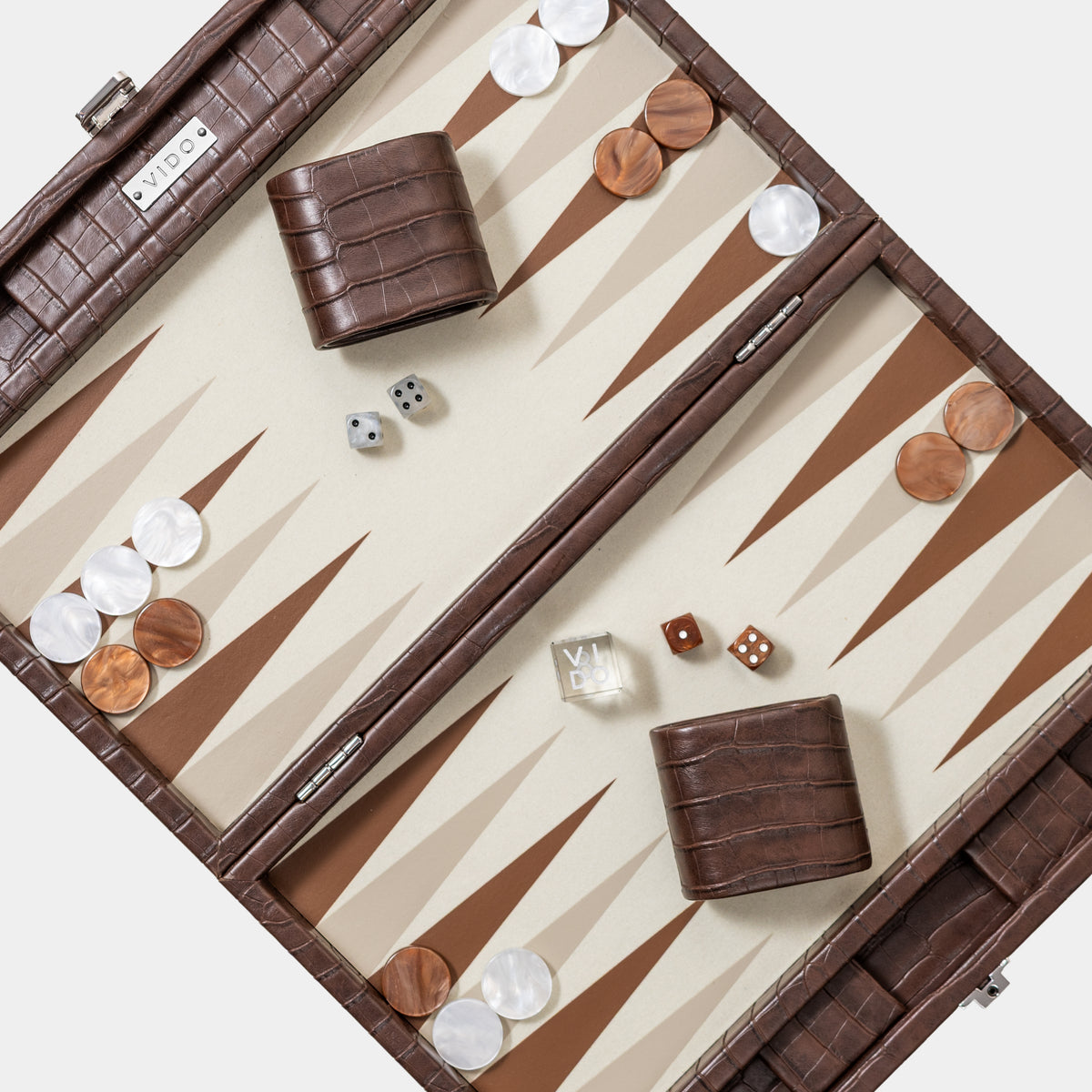 Backgammon Crocodile Marron Foncé - Medium
