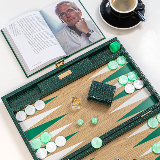 Backgammon Bois - Vert Anglais Alligator