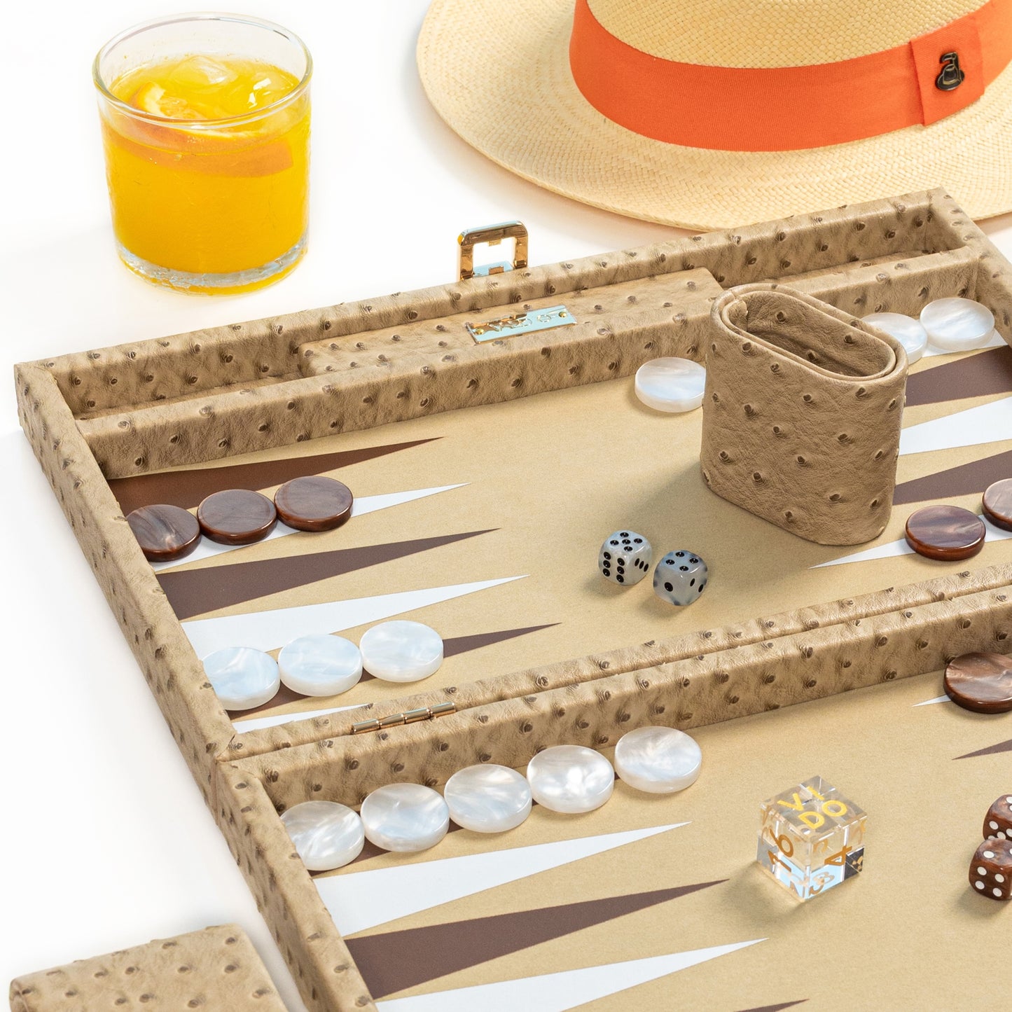 Backgammon Beige Autruche - Medium