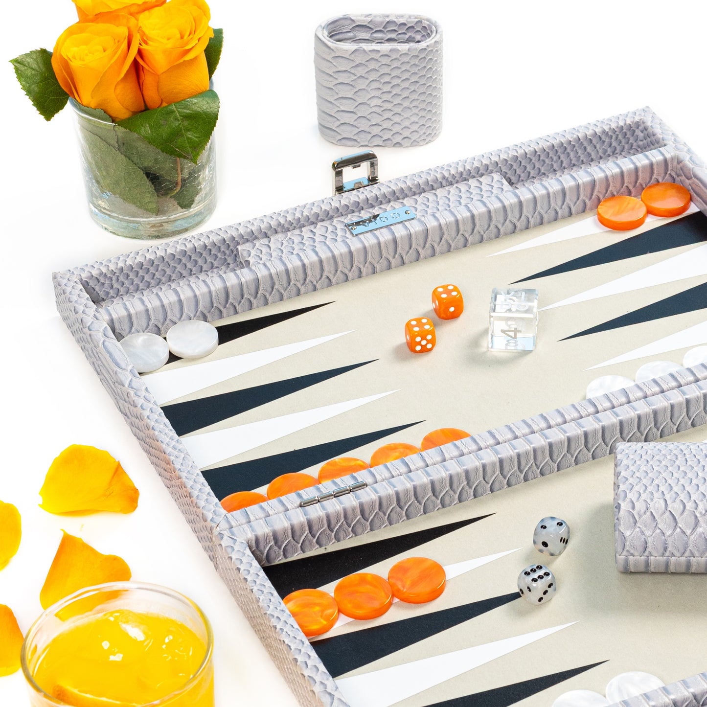 Backgammon Gris & Orange Serpent - Medium