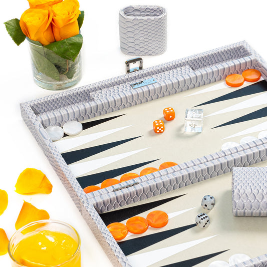 Backgammon Gris & Orange Serpent - Medium